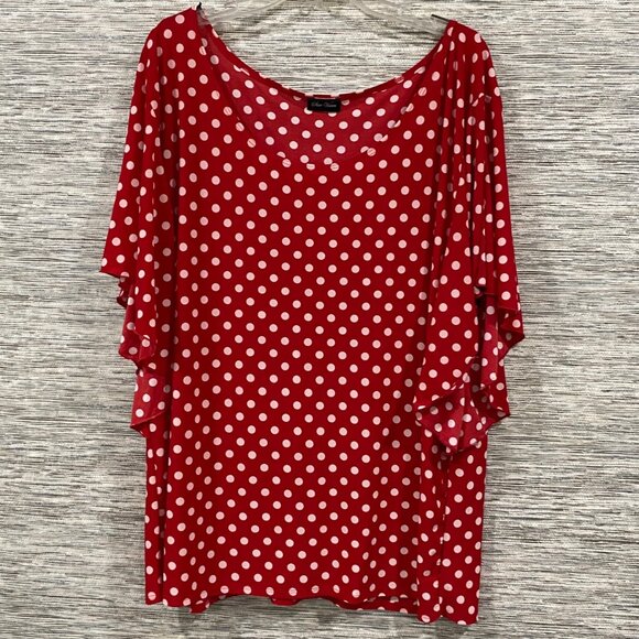 Star Vixen Red & White Polka Dot Flutter Sleeve Blouse Womens 3XL - Picture 1 of 4